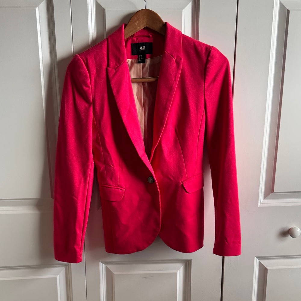 H&M Hot Pink Single-Button Tailored Blazer